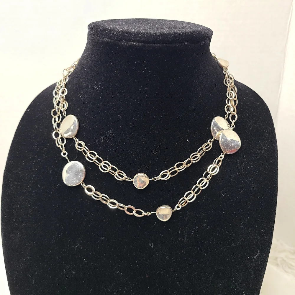 Milor Italian Sterling Silver Oval Link Station Necklace